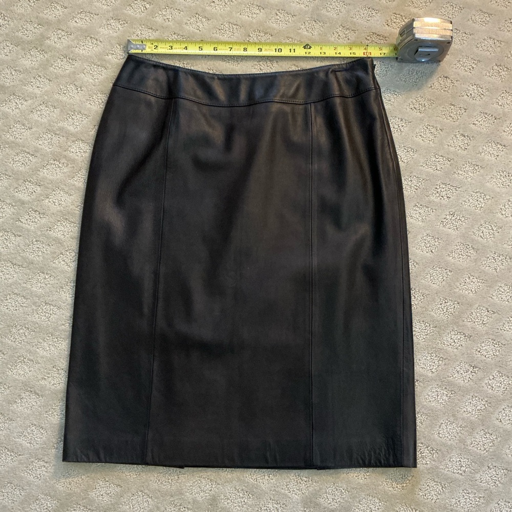 Lafayette 148 New York Brown Leather Pencil Skirt, size 12, lke new